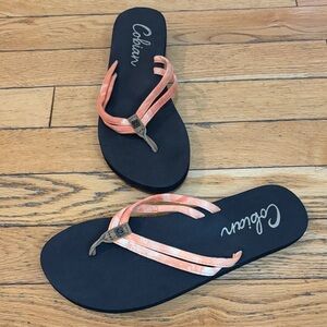 Cobian Soleil Women's Black and Orange Flip Flops